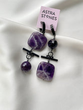 Load image into Gallery viewer, Asimetriski auskari ar Ametistu