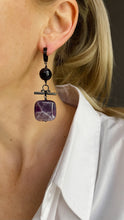 Load image into Gallery viewer, Asimetriski auskari ar Ametistu